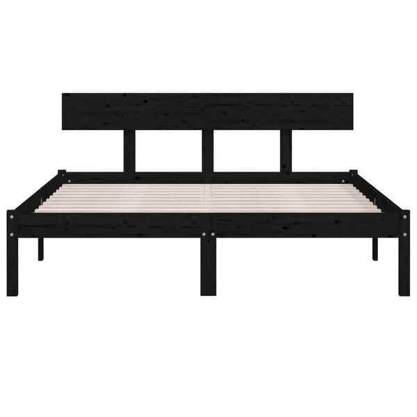 vidaXL Estructura de cama sin colch&oacute;n madera maciza negro 160x200 cm