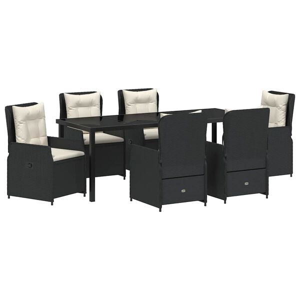 vidaXL Conjunto de Comedor de Jard&iacute;n 7 pcs Negro rat&aacute;n sint&eacute;tico