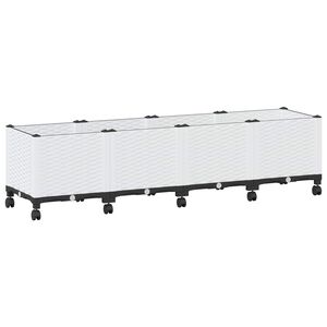 vidaXL Macetero de Jard&iacute;n con Ruedas Blanco 160 x 40 x 48 cm PP
