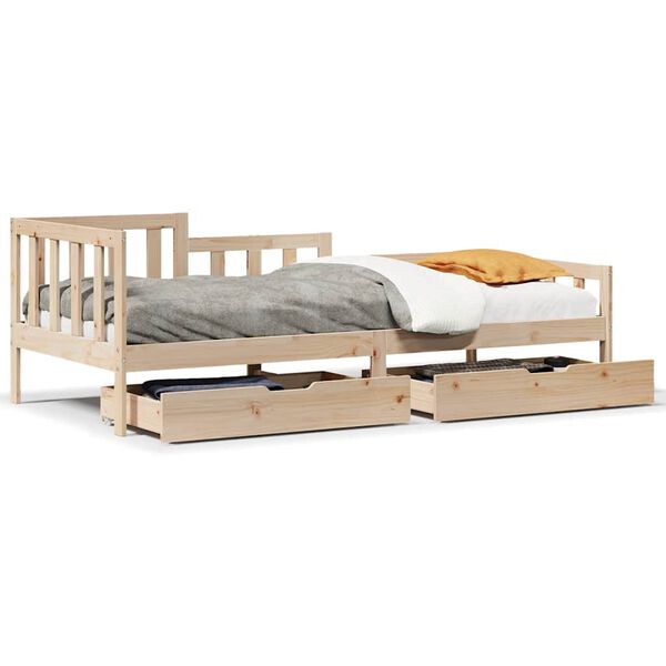 vidaXL Sofá cama con cajones madera maciza de pino 80x200 cm