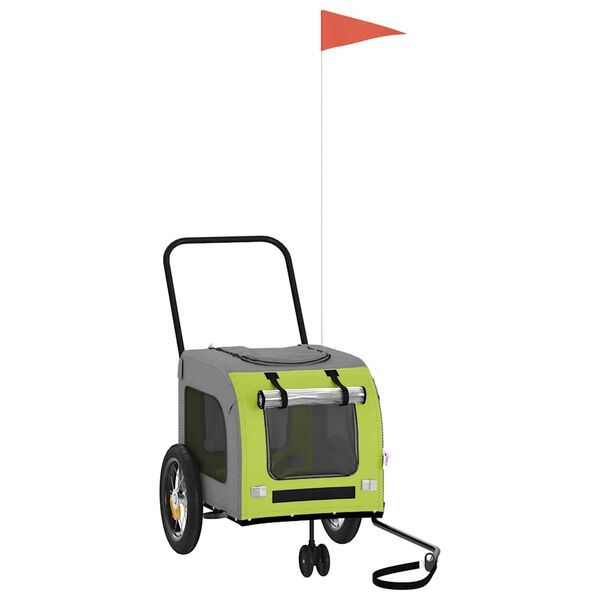 vidaXL Remolque de bicicleta para mascotas Verde y gris