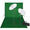 vidaXL Kit de estudio fotogr&aacute;fico tel&oacute;n verde croma 600x300 y luces