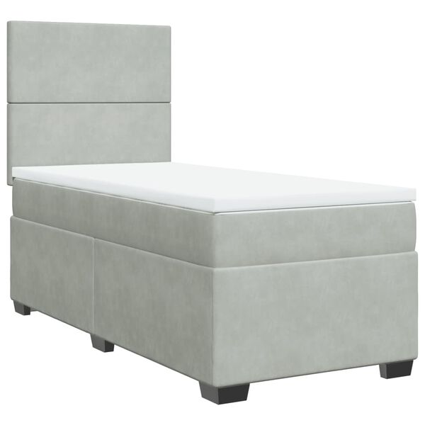 vidaXL Cama box spring con colch&oacute;n terciopelo gris claro 90x190 cm