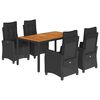 vidaXL Set de muebles jard&iacute;n 5 pzas con cojines rat&aacute;n sint&eacute;tico negro