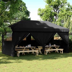 vidaXL Tienda de fiesta plegable Pop-Up con 4 paredes laterales negra