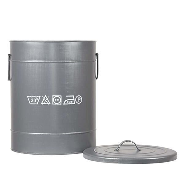 LABEL51 Cesto de la ropa sucia gris envejecido M 32x32x43 cm