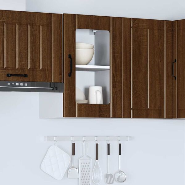 vidaXL Armario de pared para cocina puerta cristal Lucca roble marr&oacute;n