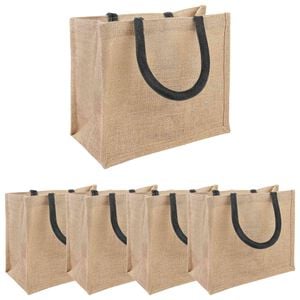 vidaXL Bolsas de yute 5 Natural y negro 26 x 22 x 14 cm