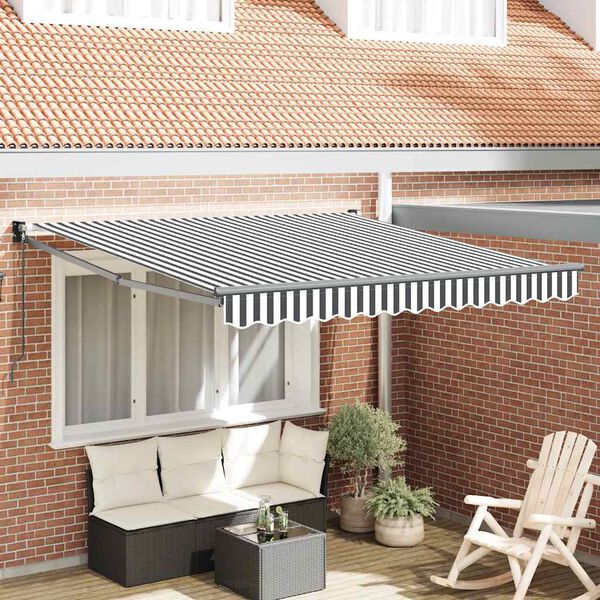 vidaXL Toldo retr&aacute;ctil aluminio y tela gris antracita y blanco 3x2,5 m
