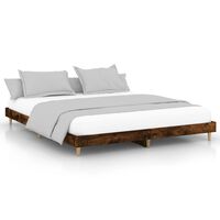 vidaXL Estructura de cama madera de ingeniería roble ahumado 200x200cm