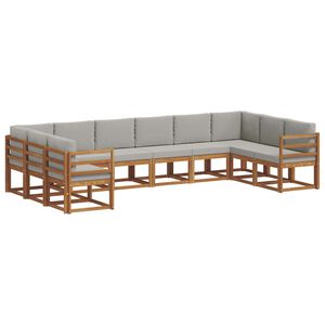 vidaXL Conjunto de sof&aacute;s de exterior 10 pcs Gris Natural y Claro