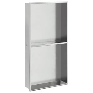 vidaXL Hornacina ducha acero inoxidable plateado cepillado 32x62x9 cm
