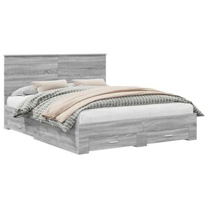 vidaXL Estructura de cama con cabecera Gris Sonoma 160 x 200 cm