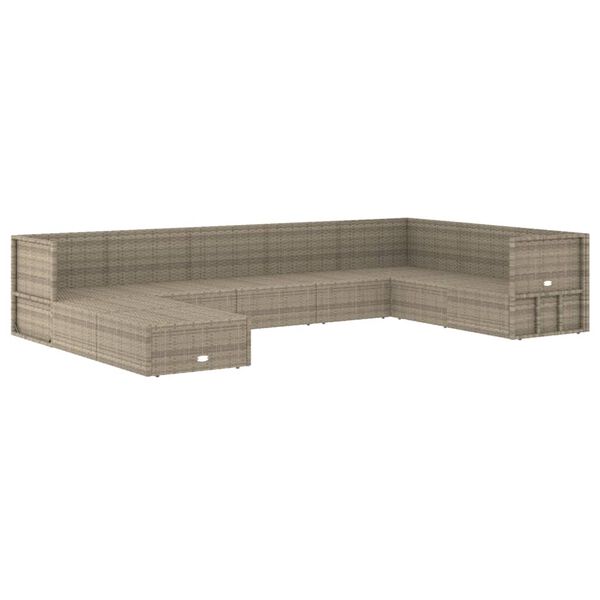 vidaXL Set de muebles de jard&iacute;n 9 pzas y cojines rat&aacute;n sint&eacute;tico gris