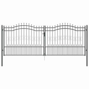 vidaXL Puerta de Cerca con Punta de Lanza Kampen Gris 404 x 150 cm