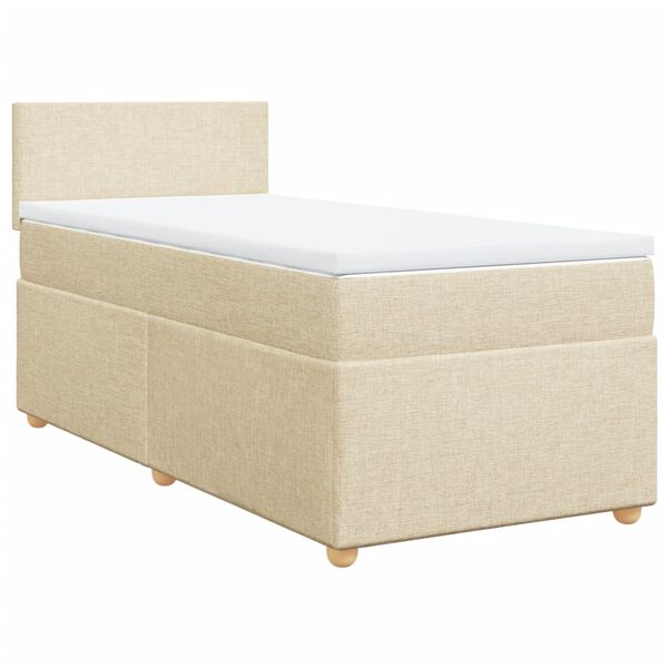 vidaXL Cama box spring con colch&oacute;n tela color crema 100x200 cm