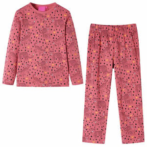 vidaXL Pijama infantil de manga larga rosa viejo 92