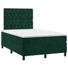 vidaXL Cama box spring colch&oacute;n y LED terciopelo verde oscuro 120x200cm