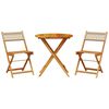 vidaXL Juego de bistro de 3 piezas rat&aacute;n PE y madera maciza beige