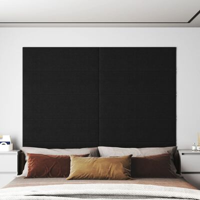vidaXL Paneles de pared 12 uds tela negro 90x30 cm 3,24 m²