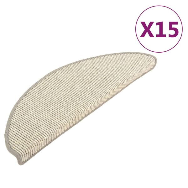 vidaXL Alfombrillas para escaleras 15 unidades 65x21x4 cm Plateadas Semicirculares Grandes