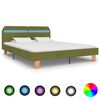 vidaXL Estructura de cama con LED sin colch&oacute;n Tela verde 150x200 cm