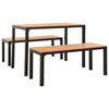 vidaXL Set de comedor de jardín 3 pzas acero y WPC marrón y negro