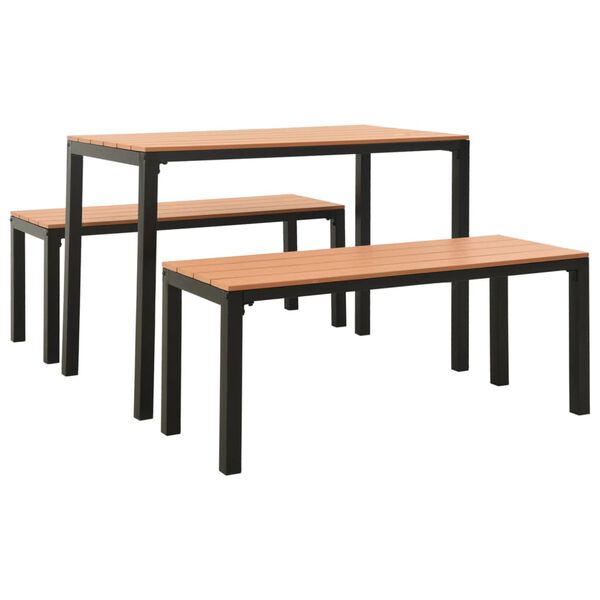 vidaXL Set de comedor de jardín 3 pzas acero y WPC marrón y negro