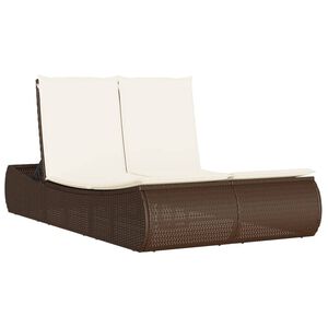 vidaXL Tumbona doble con cojines rat&aacute;n sint&eacute;tico marr&oacute;n