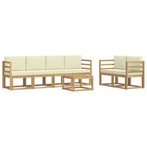 vidaXL Conjunto de sof&aacute;s de exterior 7 uds. Blanco y Crema