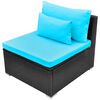 vidaXL Set de muebles de jard&iacute;n 13 pzas y cojines rat&aacute;n sint&eacute;tico azul