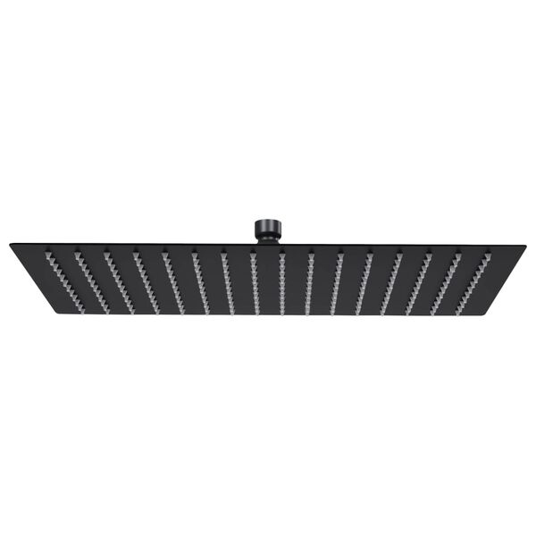 vidaXL Cabezal ducha efecto lluvia acero inox cuadrado negro 40x30 cm
