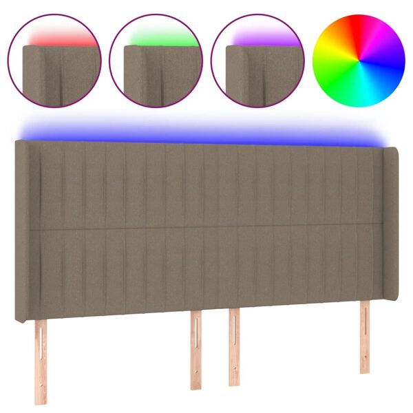 vidaXL Cabecero con LED de tela gris taupe 183x16x118/128 cm