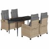 vidaXL Set comedor de jard&iacute;n 5 pzas con cojines rat&aacute;n sint&eacute;tico beige