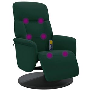 vidaXL Sill&oacute;n reclinable masaje con reposapi&eacute;s terciopelo verde oscuro