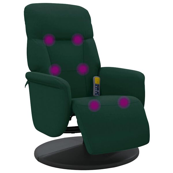 vidaXL Sill&oacute;n reclinable masaje con reposapi&eacute;s terciopelo verde oscuro