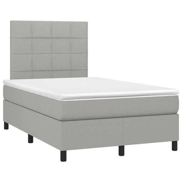 vidaXL Cama box spring con colch&oacute;n tela gris claro 120x190 cm