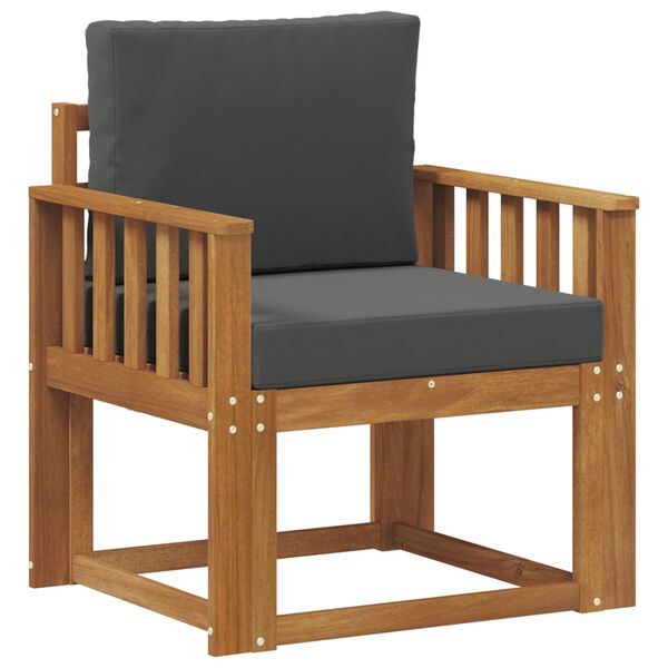 vidaXL Sof&aacute; de exterior Madera de Acacia S&oacute;lida y Poli&eacute;ster Natural