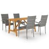 vidaXL Juego de comedor para jard&iacute;n 5 piezas gris