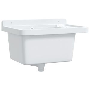 vidaXL Fregadero lavabo de pared resina blanco 50x35x24 cm
