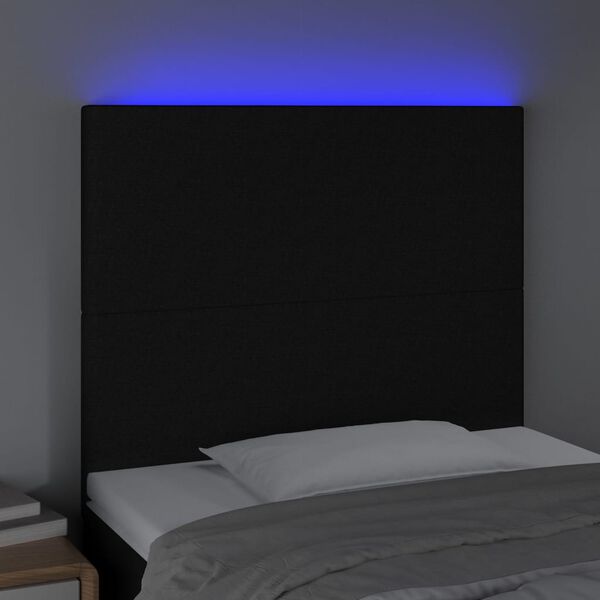 vidaXL Cabecero con luces LED tela negro 100x5x118/128 cm