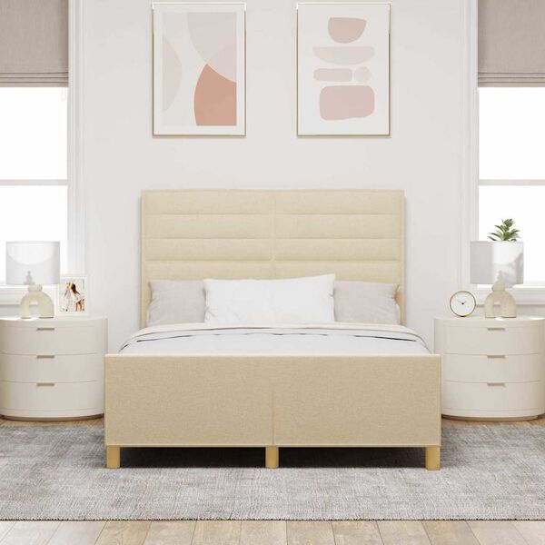 vidaXL Estructura de cama con cabecera Crema 140 x 190 cm tela