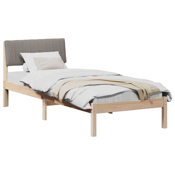 vidaXL Estructura de cama con cabecera Marrón y taupe 75 x 190 cm