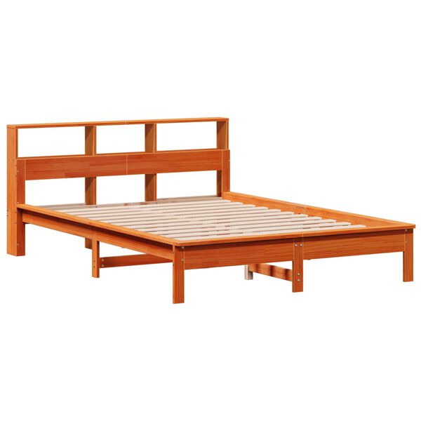 vidaXL Cama sin colch&oacute;n madera maciza de pino marr&oacute;n cera 140x190 cm
