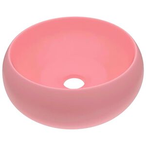 vidaXL Lavabo de lujo redondo cer&aacute;mica rosa mate 40x15 cm