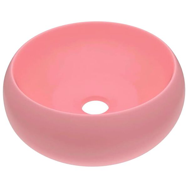 vidaXL Lavabo de lujo redondo cer&aacute;mica rosa mate 40x15 cm