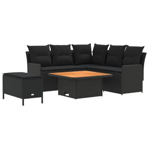 vidaXL Juegos de muebles con almohada 5 pcs Negro Rat&aacute;n sint&eacute;tico