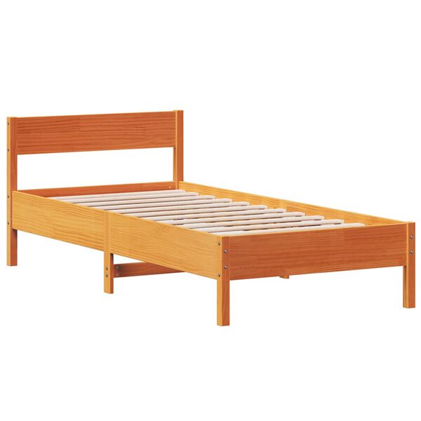 vidaXL Estructura de cama sin colch&oacute;n madera maciza marr&oacute;n 90x190 cm