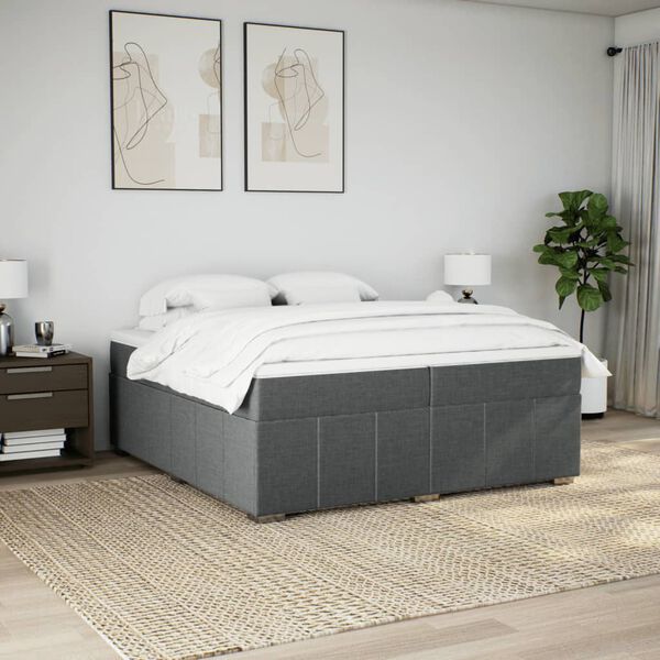 vidaXL Cama box spring con colch&oacute;n tela gris taupe 200x200 cm