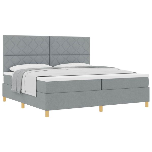 vidaXL Cama tipo Box Spring con colch&oacute;n Gris Claro 200 x 200 cm tela